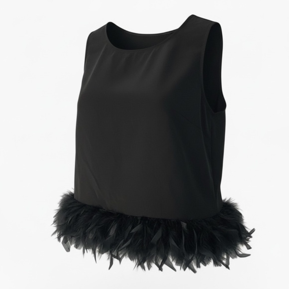 🖤 Feather Hem Party Top | Medium (Runs Small) Statement Blouse 🖤
